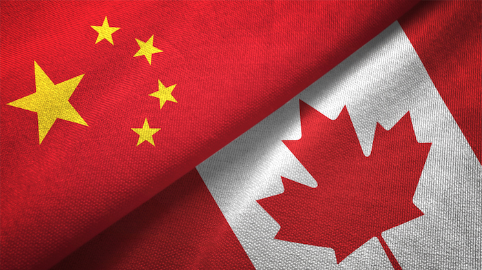 Canada and China flags merged