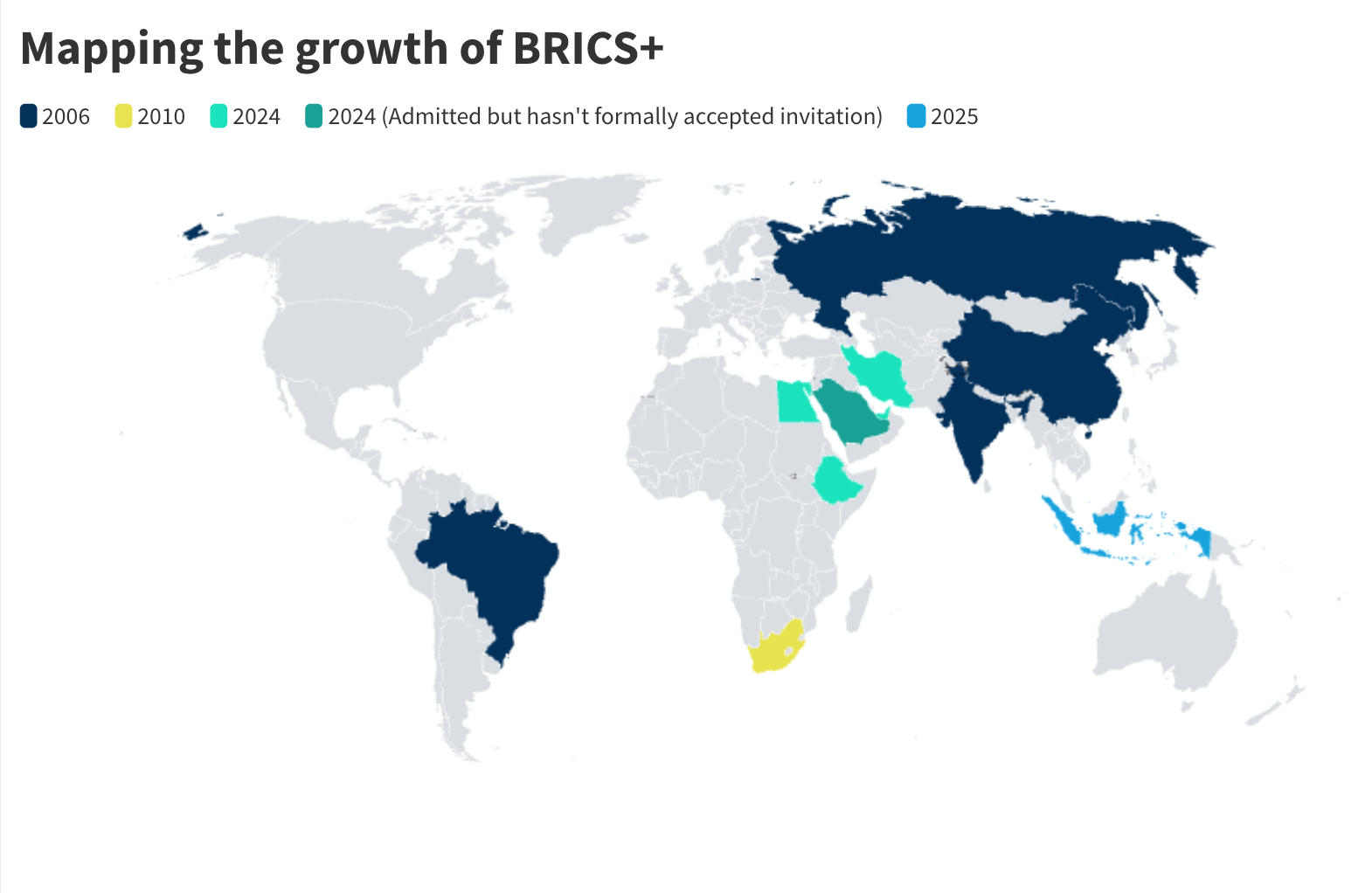 Mapping the growth of BRICS+