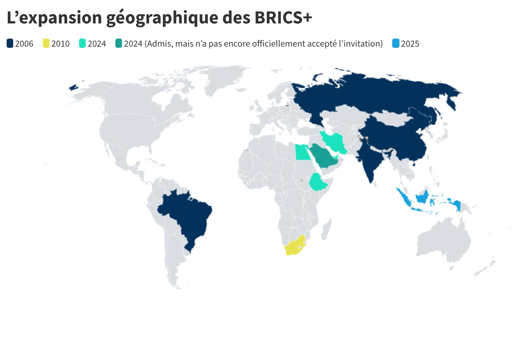 L'expansion géographique des BRICS+