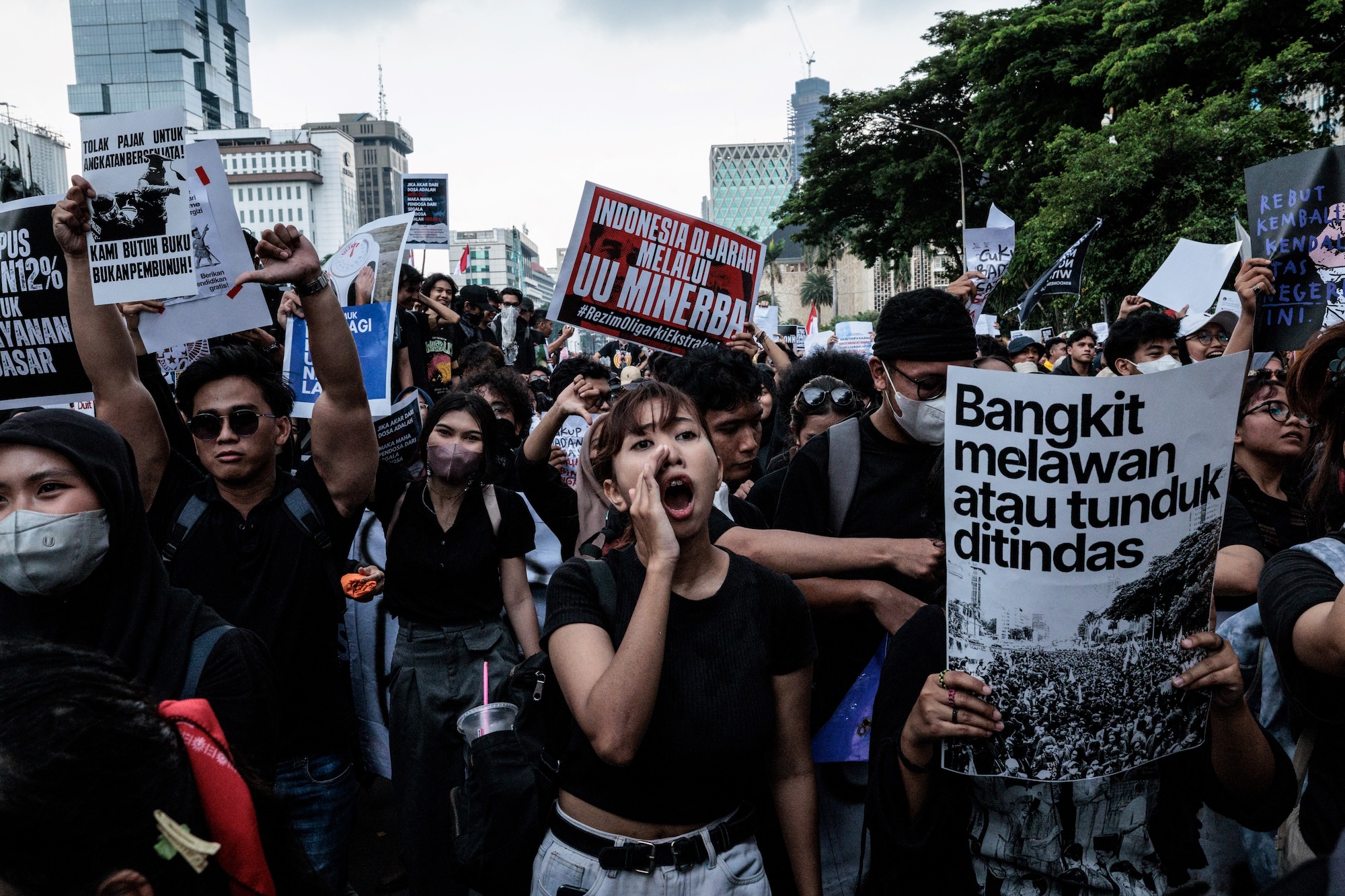 Young protesters in Indonesia 