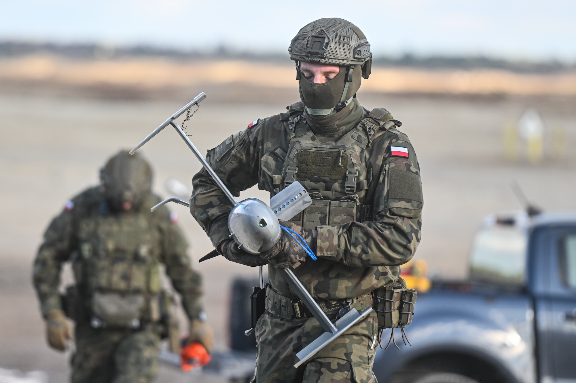 Nato soldier with AI anti-drone system