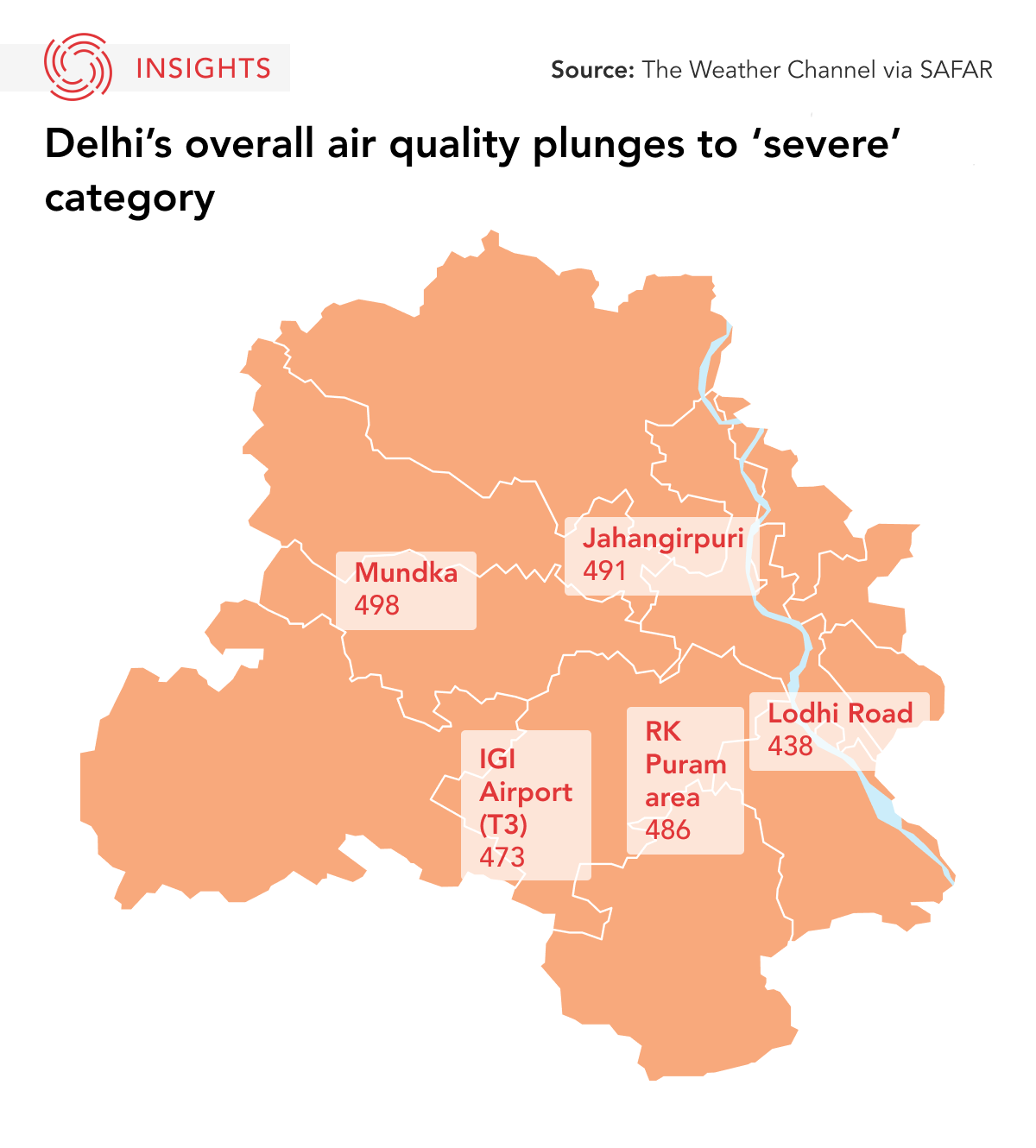 Pollution levels across India November 2023