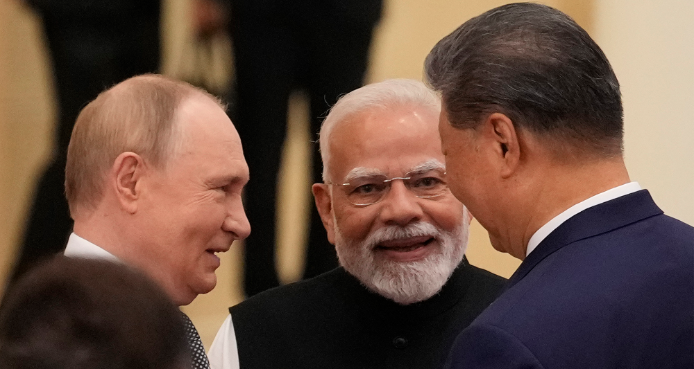 Putin Modi and Xi at SCO 2025 in China