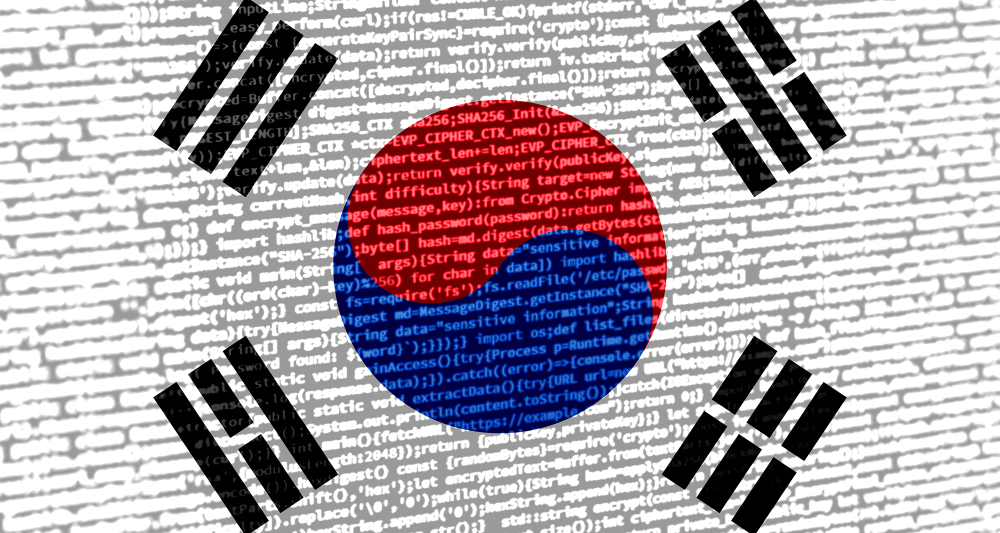 South Korea map with coding in the background 