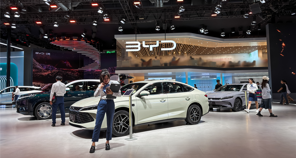 BYD vehicles on display at June 2026 auto show in China