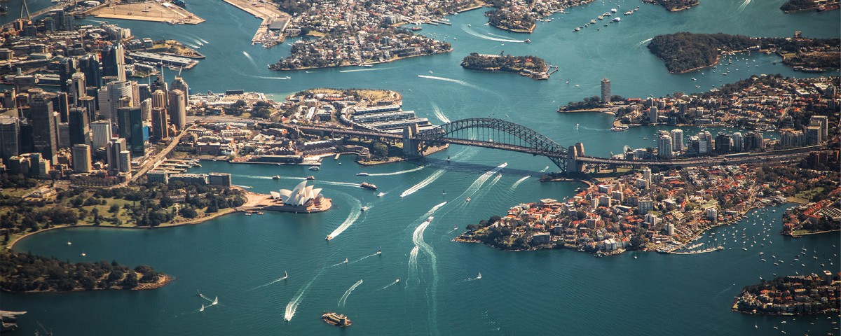 Aerial shot of Syndey Harbour in Australia 