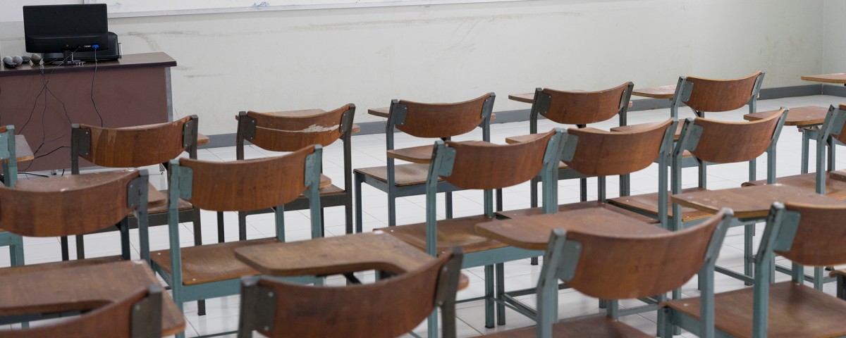 Empty classroom seats in Asia