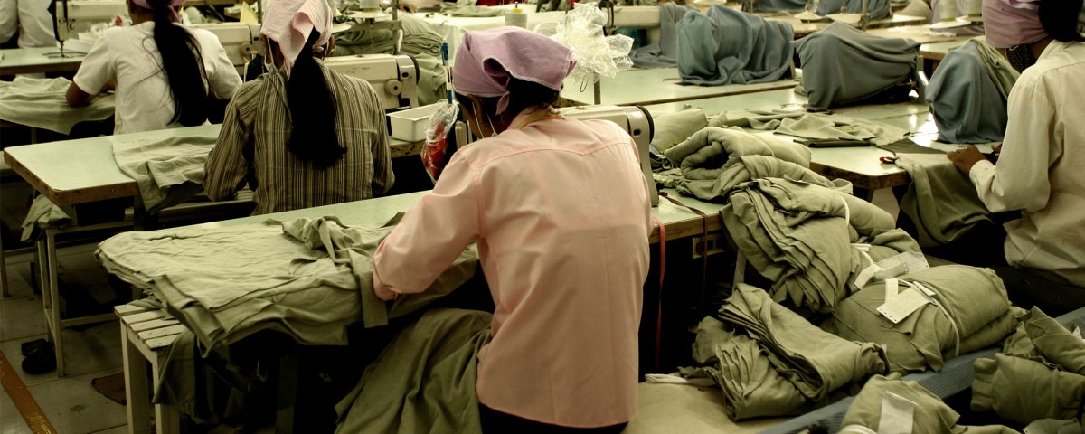 Closeup of garment workers in Southeast Asia 