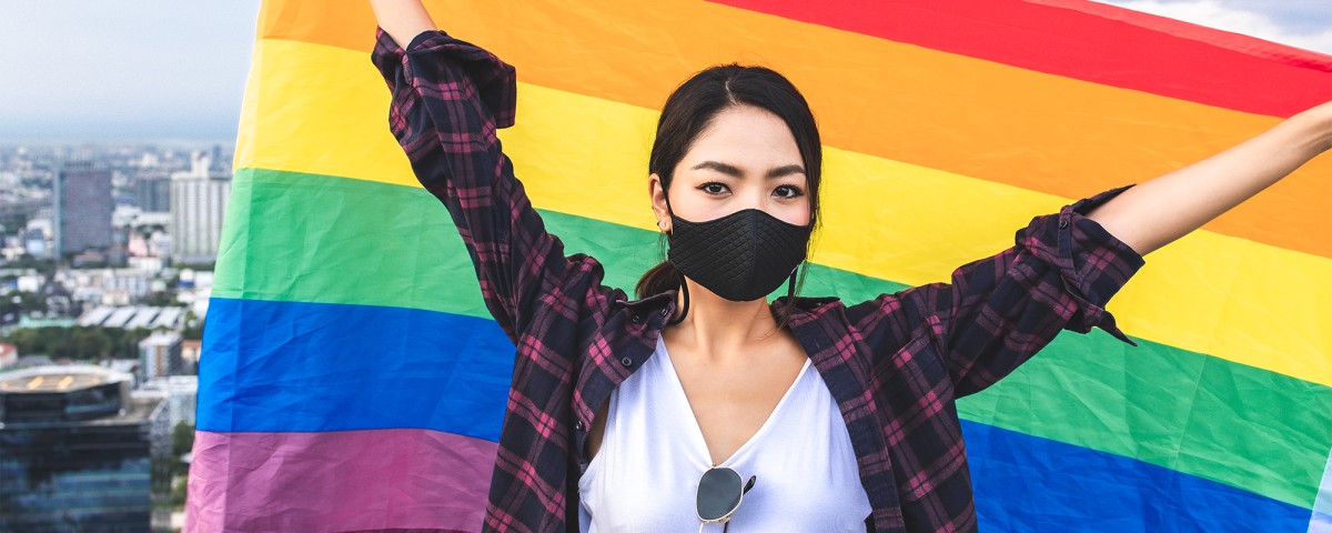 Woman with LGBT Pride flag 
