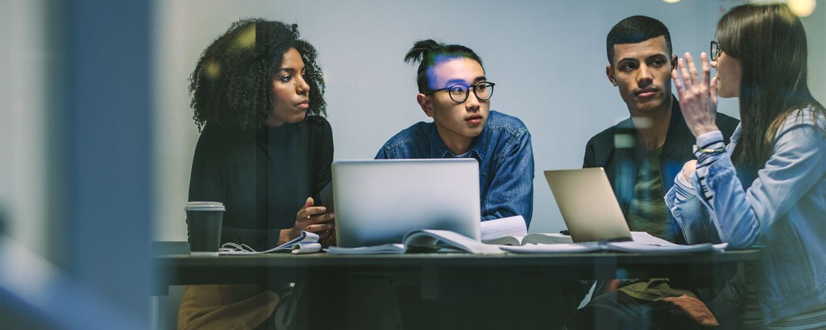 Young adults in a study group