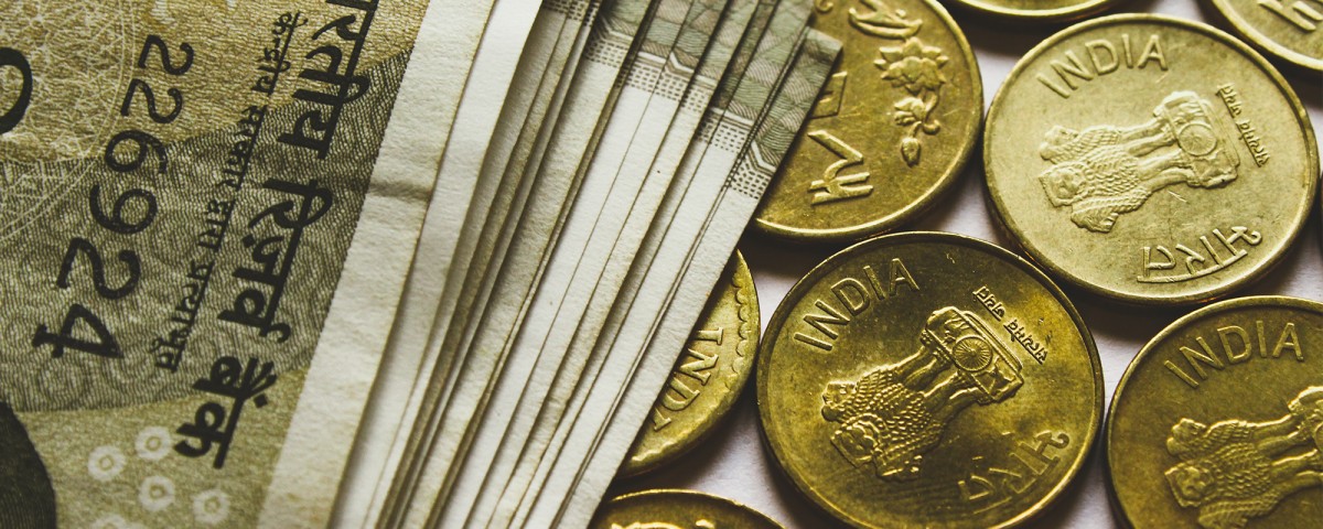 Closeup of India currency 