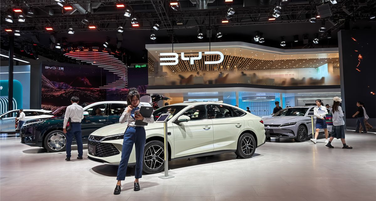BYD vehicles on display at June 2026 auto show in China