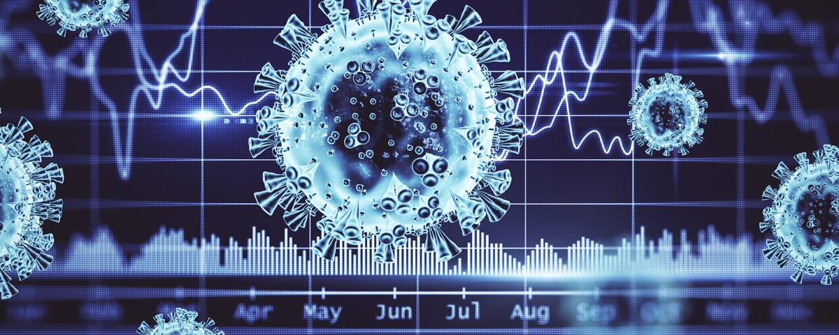 Covid virus with digital background