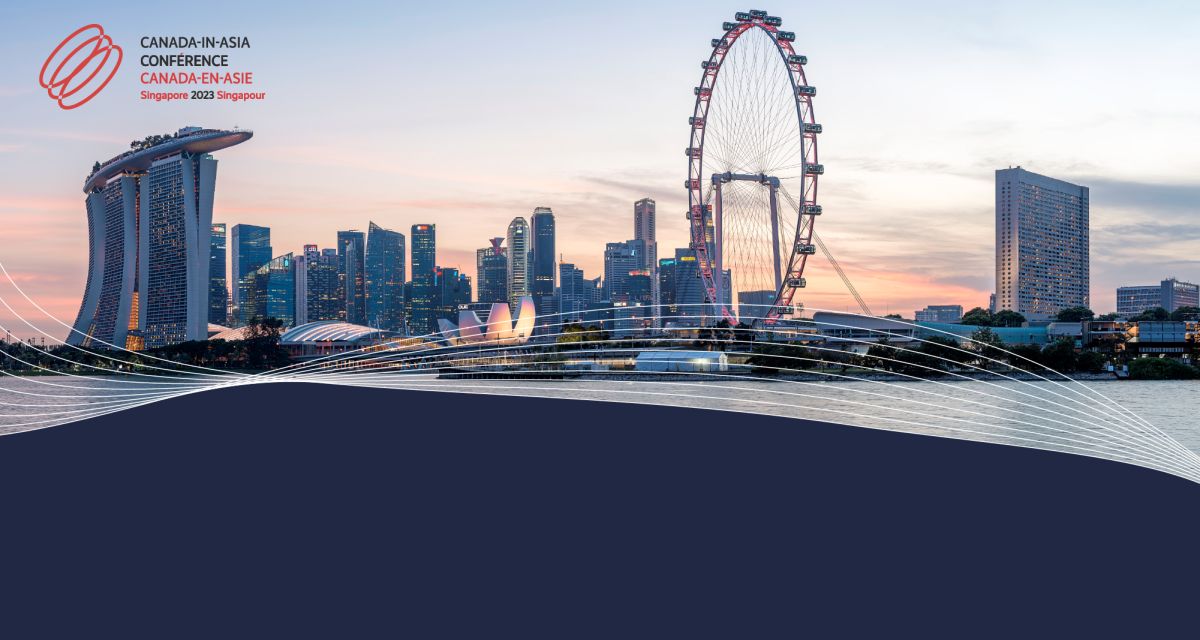 Canada-in-Asia Conference logo on stylized Singapore skyline