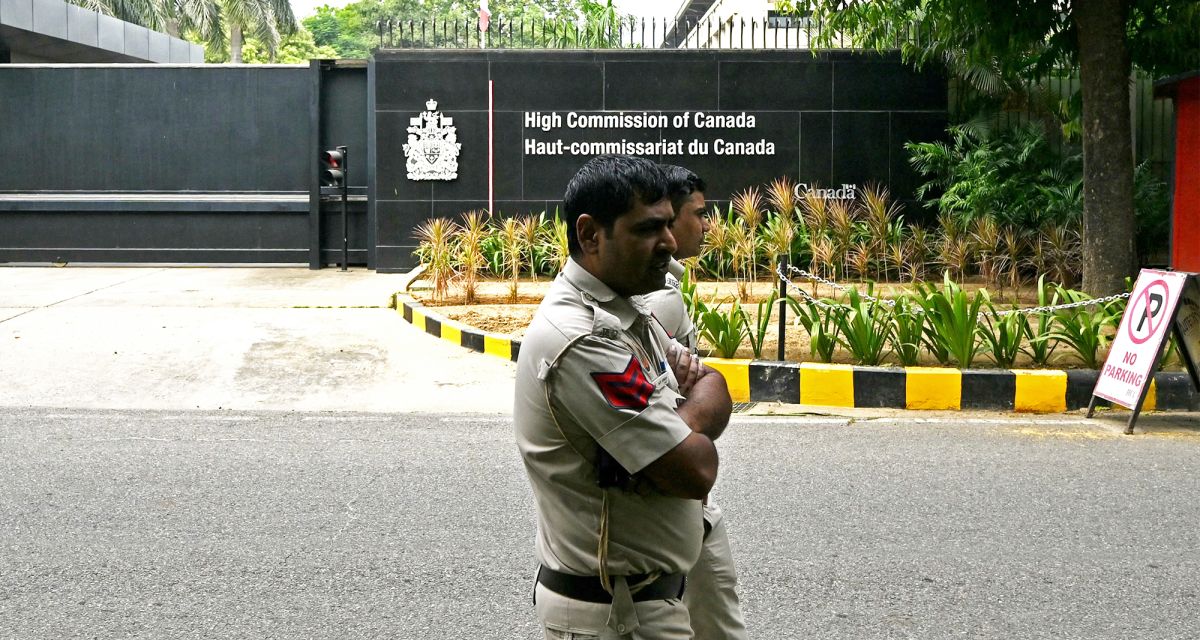 Police personnel outside Canadian High Commission in New Delhi
