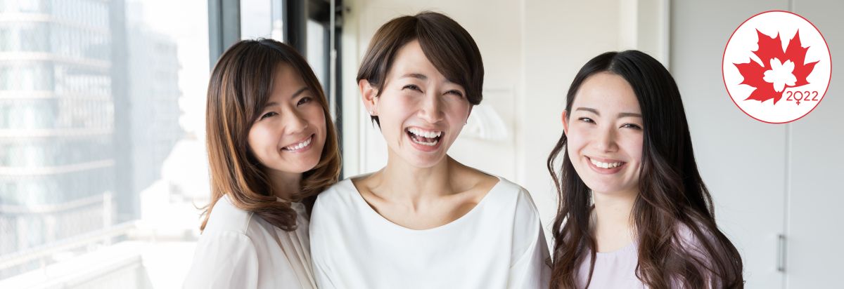 Japanese women smiling in meeting 