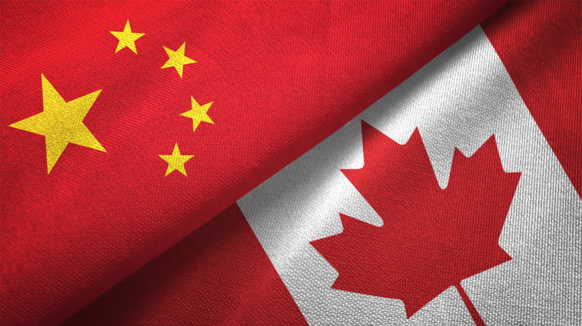 flags of canada and china