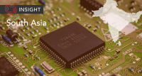 South Asia banner with a semiconductor illustration