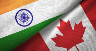 India and Canada flags 