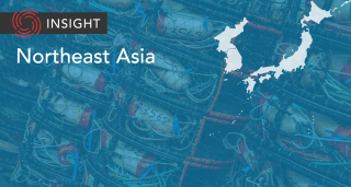 Fishing nets on Northeast Asia map banner