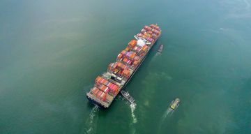 Container ship at sea