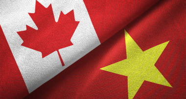 Canada and Vietnam flags merged