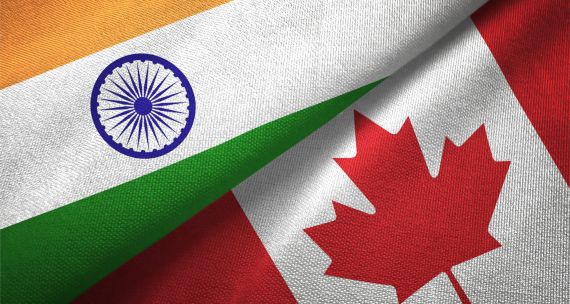 India and Canada flags 