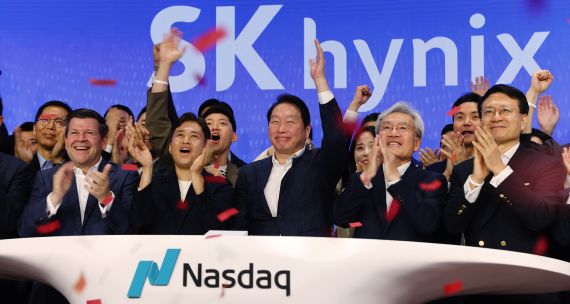 SK Hynix IPO at the Nasdaq MarketSite in New York, U.S., on July 10, 2026