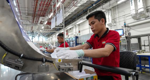 Workers at a toy factory in Vietnam