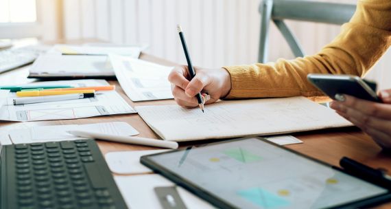 researcher at desk