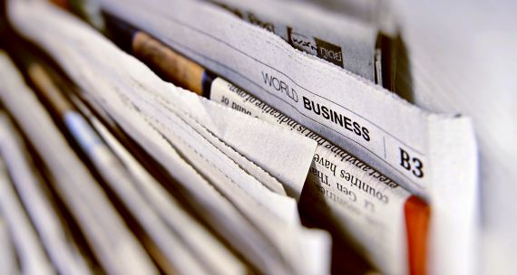Newspapers in a row