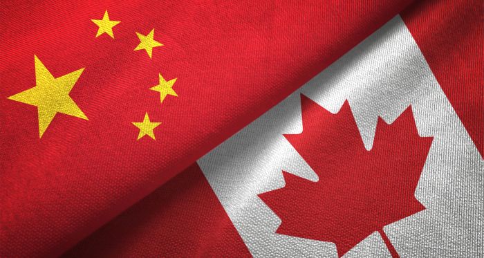 China Canada Flags Overlay