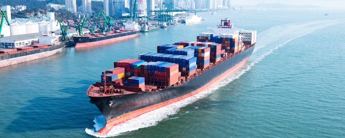 Close-up of cargo ship in Vancouver harbour