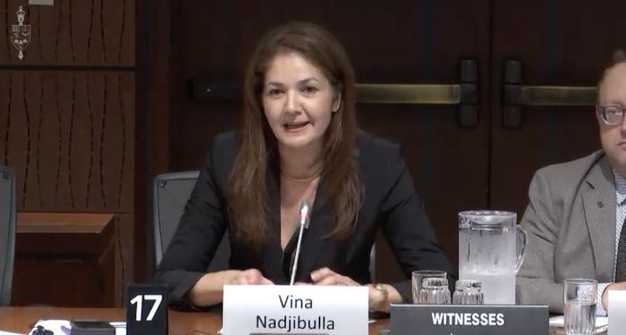 Vina Nadjibulla at Standing Committee of Canadian Parliament
