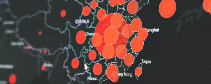 Map of China with COVID outbreaks