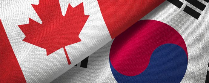South Korea and Canada Flags