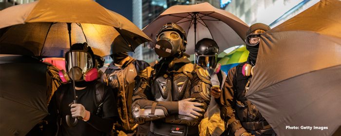 Protesters in Hong Kong in December 2019