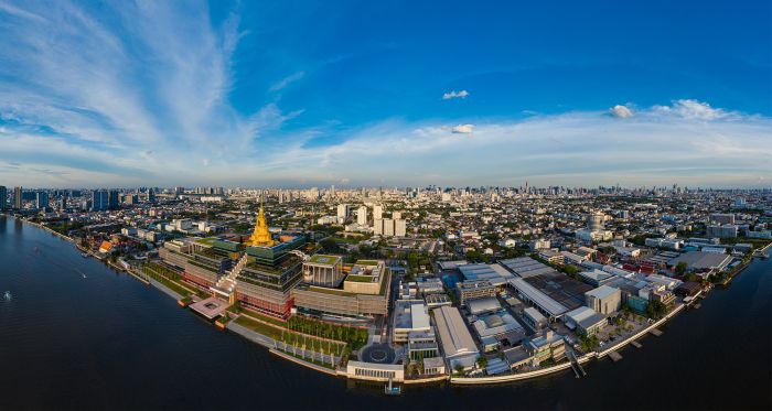 Aerial view of Thailand's parliament buildings in Bangkok 