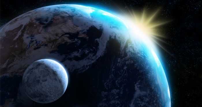 The earth and moon viewed from space