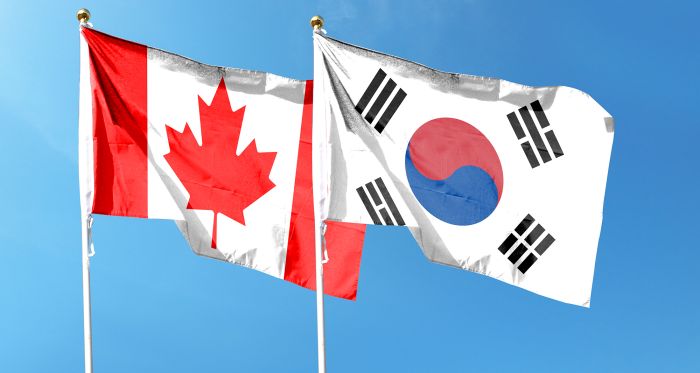 Canada and South Korea Flags