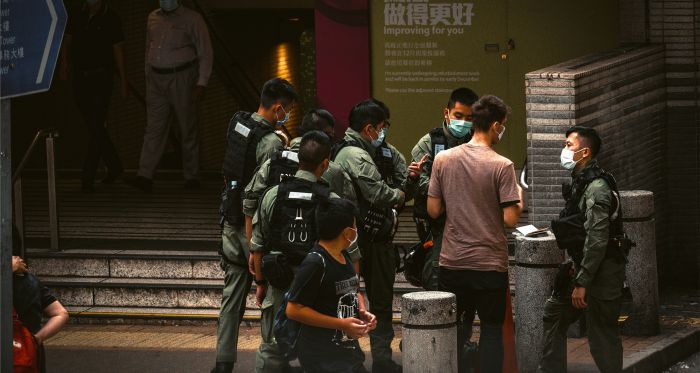 Hong Kong security services street scene