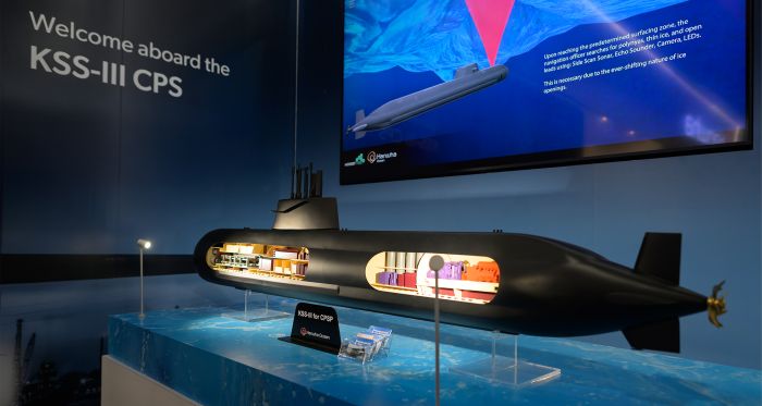 A model of a KSS-III submarine from Hanwha Ocean