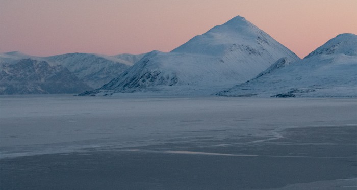 Arctic landscape at sunset