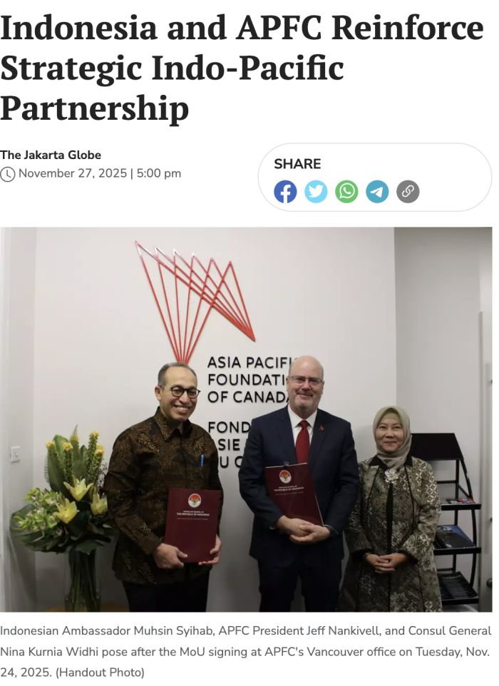 MoU signing at the APF Canada office November 2025