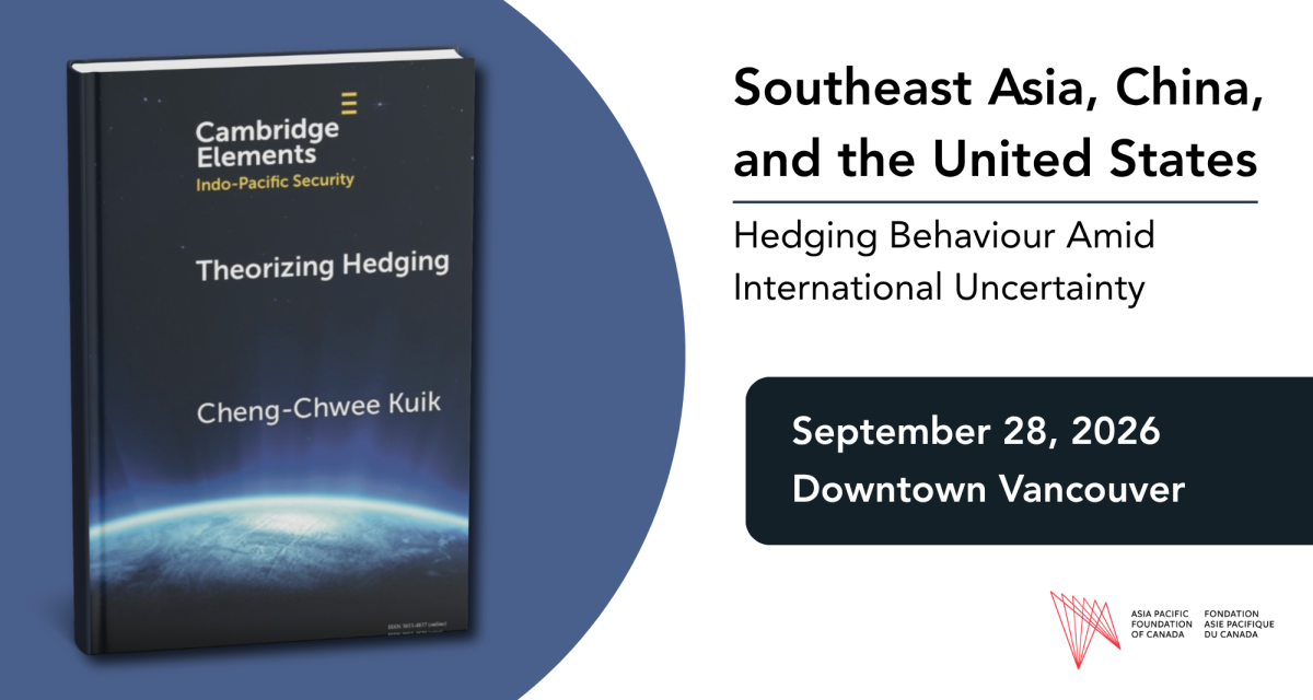 September 28: Southeast Asia, China, and the United States – Hedging Behaviour Amid International Uncertainty